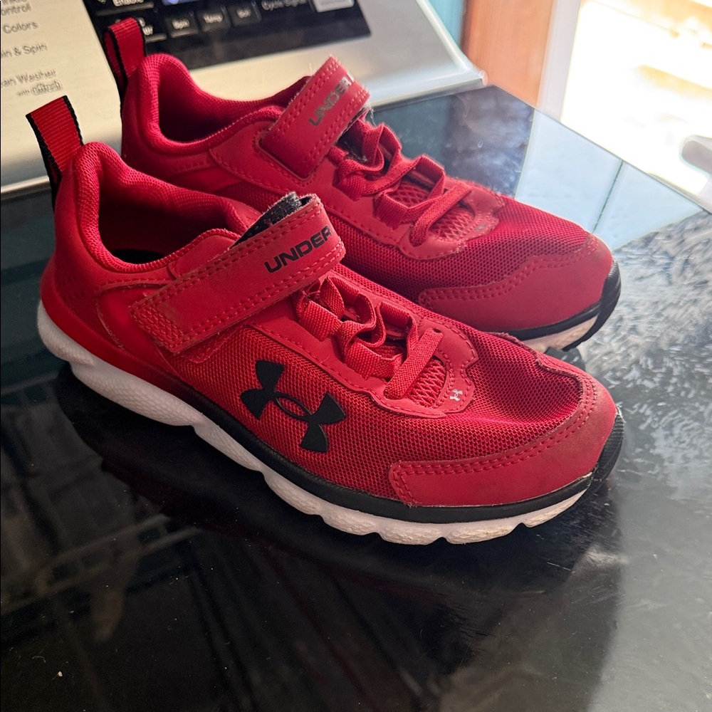 Under Armour Kids Red and Black Slip-On Athletic Sneakers